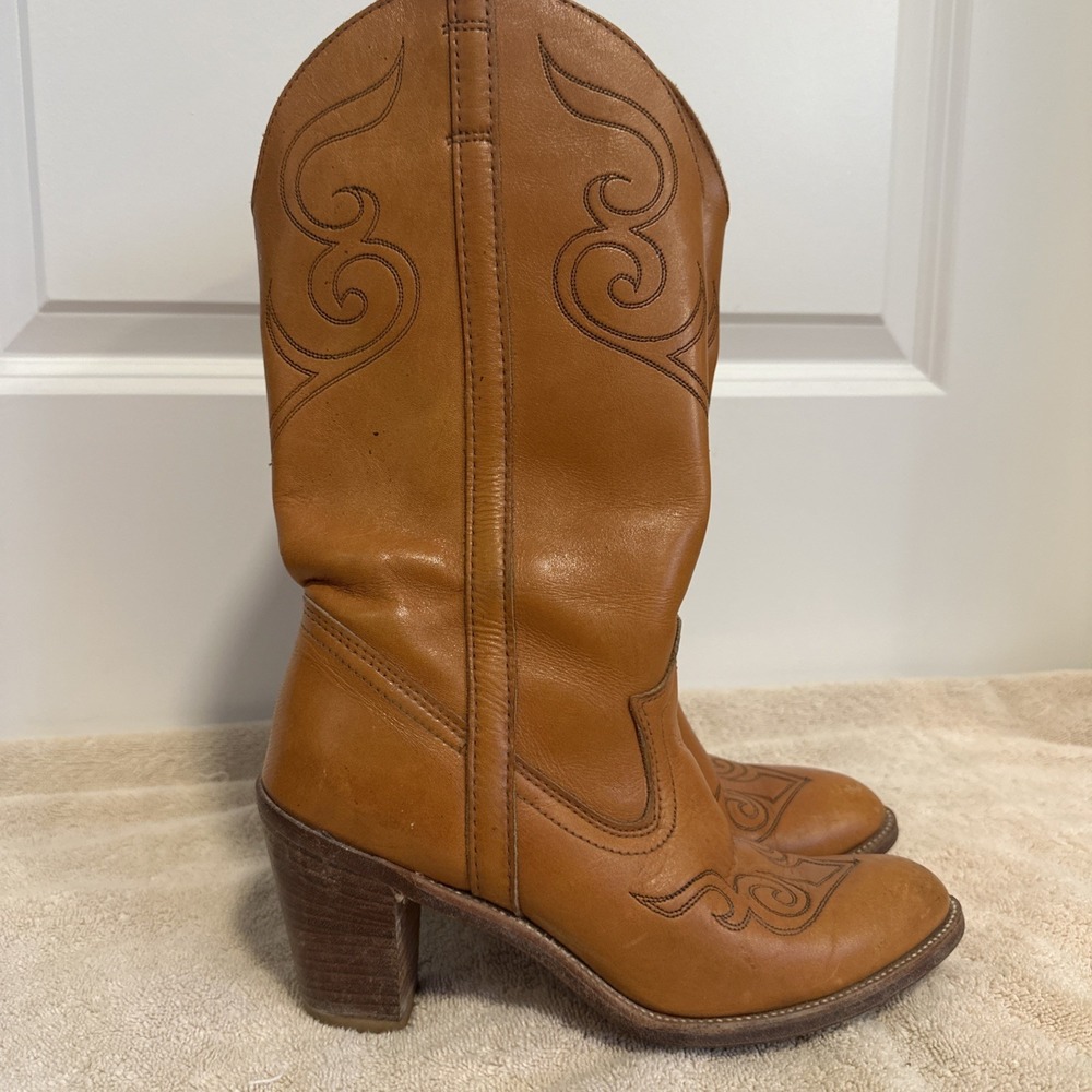 Vintage Western Dingo Boots Leather Heeled Rodeo Embroidered Cowboy Women's SZ 7 - Picture 3 of 16